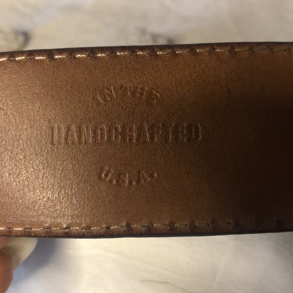 LINKS & KINGS green and gray genuine Italian leather men’s belt. Silver buckle. - Picture 5 of 16